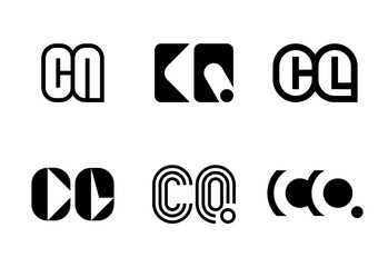 Set of letter CQ logos. Abstract logos collection with letters. Geometrical abstract logos