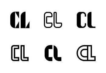 Set of letter CL logos. Abstract logos collection with letters. Geometrical abstract logos
