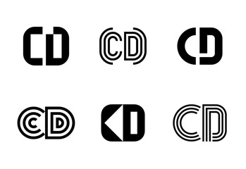 Set of letter CD logos. Abstract logos collection with letters. Geometrical abstract logos