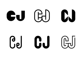 Set of letter CJ logos. Abstract logos collection with letters. Geometrical abstract logos