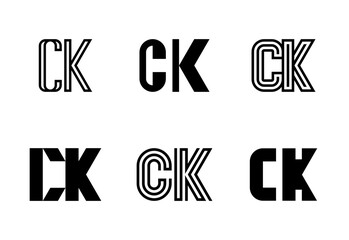 Fototapeta premium Set of letter CK logos. Abstract logos collection with letters. Geometrical abstract logos