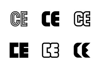 Set of letter CE logos. Abstract logos collection with letters. Geometrical abstract logos