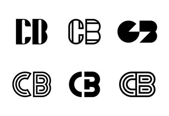 Set of letter CB logos. Abstract logos collection with letters. Geometrical abstract logos