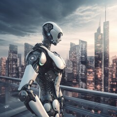 Robot. Cyborg. Modern technologies. Generative AI