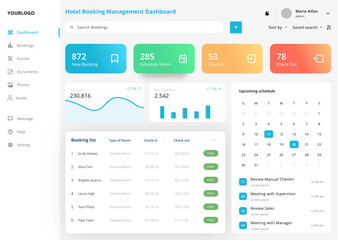Hotel Booking Room and Guest Management Dashboard UI
