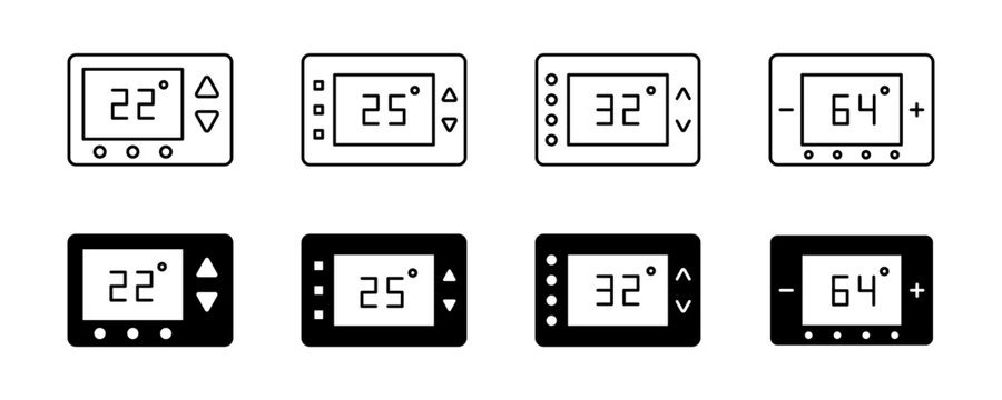 Thermostat temperature icon. Control temperature icons collection. Thermostat control icon