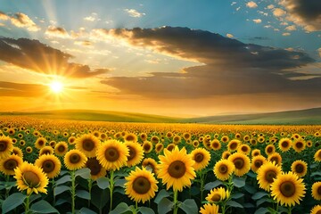 Obraz premium sunflower field in the morning