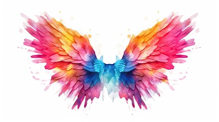 The rasterized watercolor rainbow spread its wings