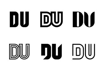 Set of letter DU logos. Abstract logos collection with letters. Geometrical abstract logos