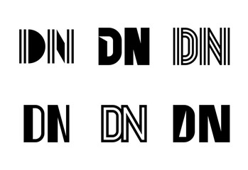Set of letter DN logos. Abstract logos collection with letters. Geometrical abstract logos