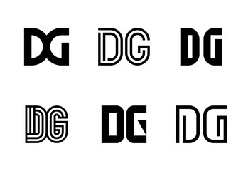 Set of letter DG logos. Abstract logos collection with letters. Geometrical abstract logos