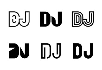 Set of letter DJ logos. Abstract logos collection with letters. Geometrical abstract logos