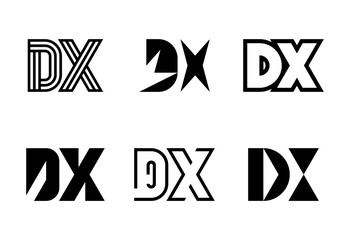 Set of letter DX logos. Abstract logos collection with letters. Geometrical abstract logos