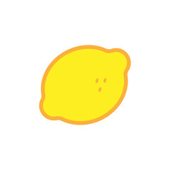Lemon icon, illustration. Yellow fruit lemon isolated on white	
