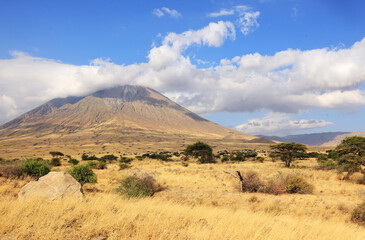Ol Doinyo Lengai Mountain in the Savannah of Tanzania,  Africa.