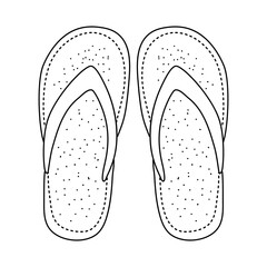 summer footwear. doodle cartoon flip flops isolated on white