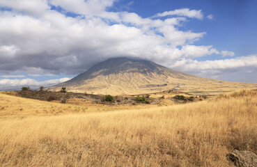 Ol Doinyo Lengai Mountain in the Savannah of Tanzania,  Africa.