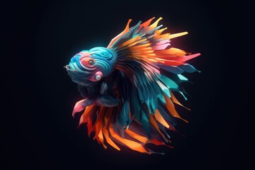 On a dark background, fighting fish of different hues are separated