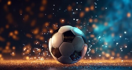Illustration of a soccer ball on blurred lights background