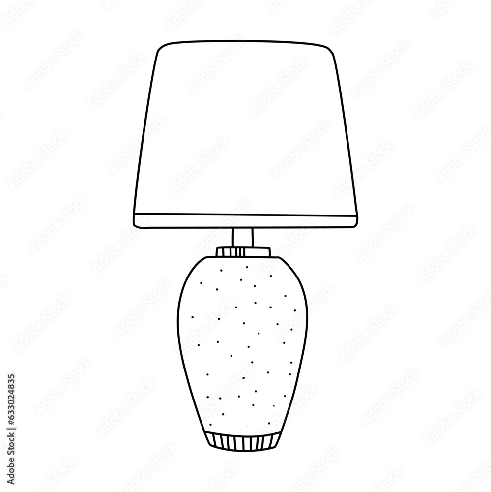 Poster Bedside lamp doodle line icon isolated on white background vector graphics