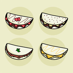 Tapioca design set. Brazillian tipical food. Brazilian food. Tacos.