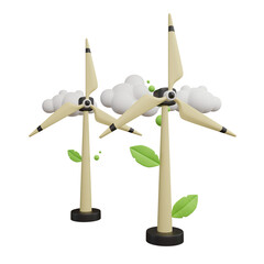 Wind turbine renewable energy 3d green energy icon