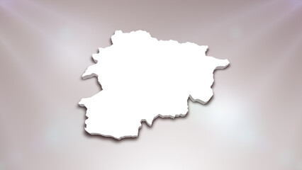 Andorra 3D Map on White Background, 
Useful for Politics, Elections, Travel, News and Sports Events