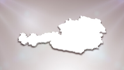 Austria 3D Map on White Background, 
Useful for Politics, Elections, Travel, News and Sports Events