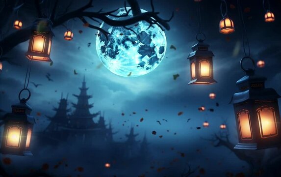 halloween night scary animation looping video animated background