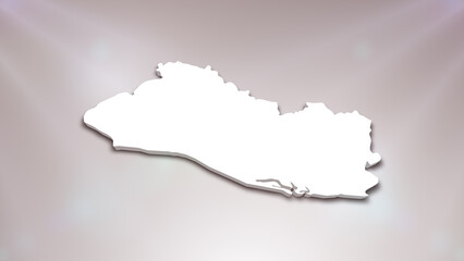 El Salvador 3D Map on White Background, 
Useful for Politics, Elections, Travel, News and Sports Events

