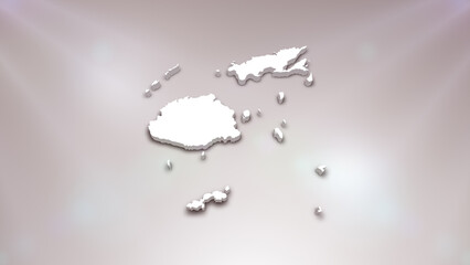 Fiji 3D Map on White Background, 
Useful for Politics, Elections, Travel, News and Sports Events
