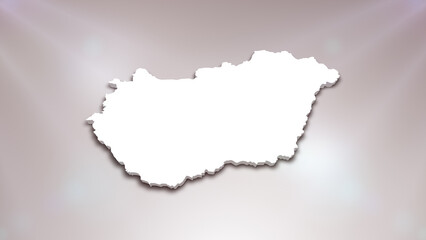 Hungary 3D Map on White Background, 
Useful for Politics, Elections, Travel, News and Sports Events