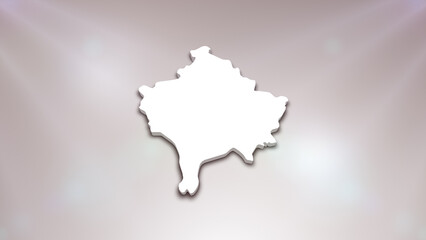 Kosovo 3D Map on White Background, 
Useful for Politics, Elections, Travel, News and Sports Events