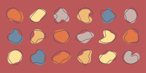 Fluid abstract shapes. Trendy colorful doodle graphic elements.