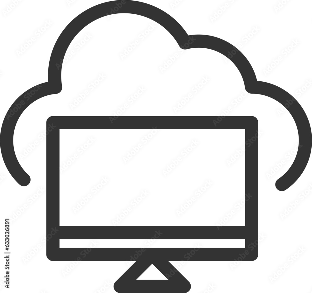 Poster technology icon vector cloud computing connection. big data global server. line design symbol.