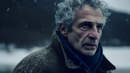 Scene from an intense drama. Depicting very tense emotions, suspenseful situation and has the feeling of a murder mystery set in a Nordic country.