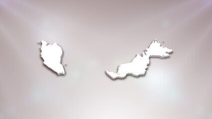 Malaysia 3D Map on White Background, 
Useful for Politics, Elections, Travel, News and Sports Events