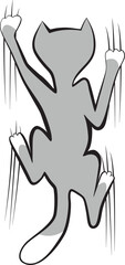 clambering gray cat