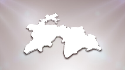 Tajikistan 3D Map on White Background, 
Useful for Politics, Elections, Travel, News and Sports Events
