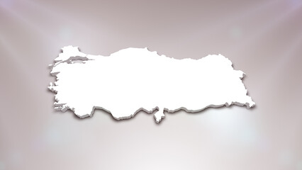 Turkey 3D Map on White Background, 
Useful for Politics, Elections, Travel, News and Sports Events
