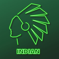 indian neon sign, modern glowing banner design, colorful modern design trends on black background. Vector illustration.