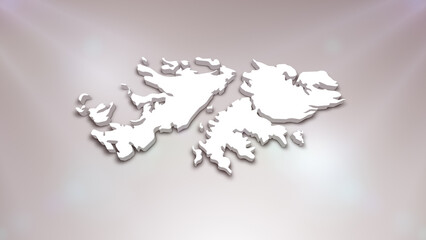 Falkland Islands 3D Map on White Background, 
Useful for Politics, Elections, Travel, News and Sports Events
