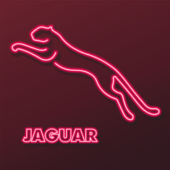 jaguar neon sign, modern glowing banner design, colorful modern design trends on black background. Vector illustration. © Oleh