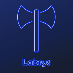 labrys neon sign, modern glowing banner design, colorful modern design trends on black background. Vector illustration.