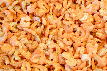 dried shrimp background, close-up of dried shrimp
