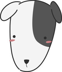 happy smile dog head flat style cartoon doodle