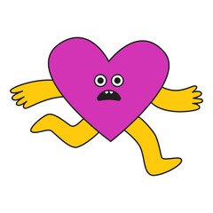 Vector illustration in simple linear style - design templates and stickers - hippie, happy and groovy smiling character, funny heart