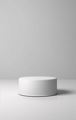 A clean, white podium platform on a neutral background, exuding minimalist elegance, ideal for spotlighting presentations and exhibits.