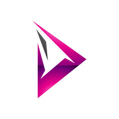 Black and Magenta Glossy Spiky Triangular Letter D Icon