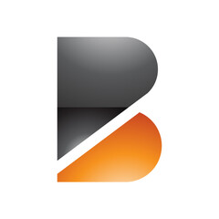 Black and Orange Bold Glossy Letter B Icon